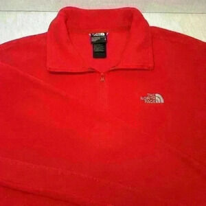 The North Face 1/4 Zip Red Long Sleeve Performance Fleece Mens Size Large